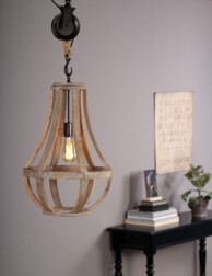 lampara de arana jaula de madera-1349BE