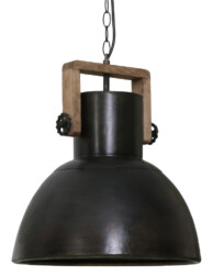 lampara industrial negra con detalle de madera-1678ZW