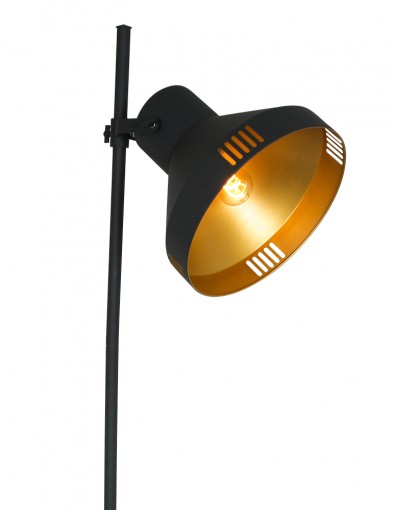 Lámpara de pie negra y dorada Mexlite Evy-2569ZW