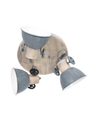 Plafón industrial tres luces Mexlite Gearwood gris-3063GR