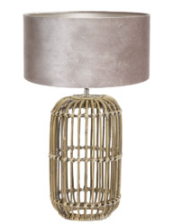 Lámpara de ratán con terciopelo gris-7022B