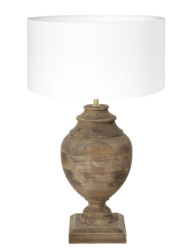 Lámpara de madera con pantalla blanca-7072B
