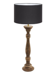 Lámpara de madera pantalla negra-8357BE