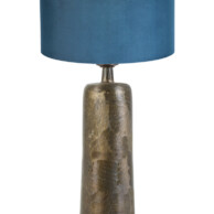 Lámpara bronce con pantalla azul terciopelo-8372BR