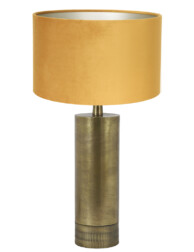 Lámpara de mesa dorada con pantalla amarilla-8418BR