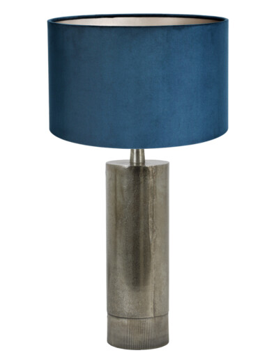Lámpara plateada con terciopelo azul-8421ZW