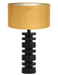 Lámpara de mesa negra con pantalla ocre-8437ZW