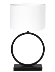 Lámpara de mesa redonda con pantalla blanca-8482ZW