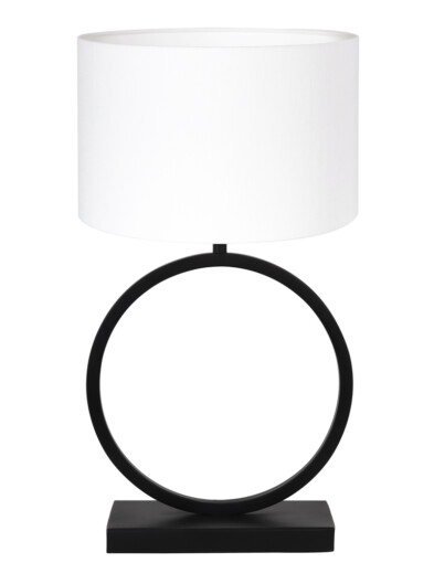 Lámpara de mesa redonda con pantalla blanca-8482ZW