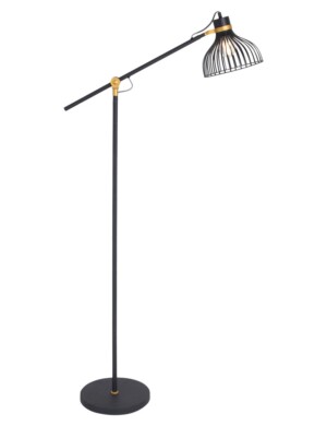 lampara-de-pie-industrial-negra-y-dorada-anne-lighting-dunbar-3091zw