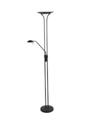 Lámpara de pie LED negra con brazo de lectura-7500ZW