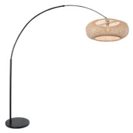 lampara-arqueada/-pantalla-bambú-steinhauer-sparkled-light-haya-y-negro-7507zw