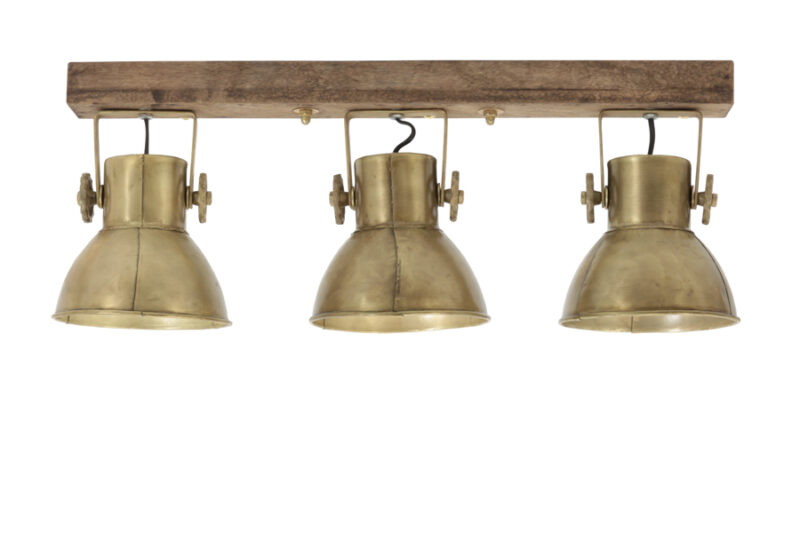 Focos rústicos dorados con madera Light & Living Elay