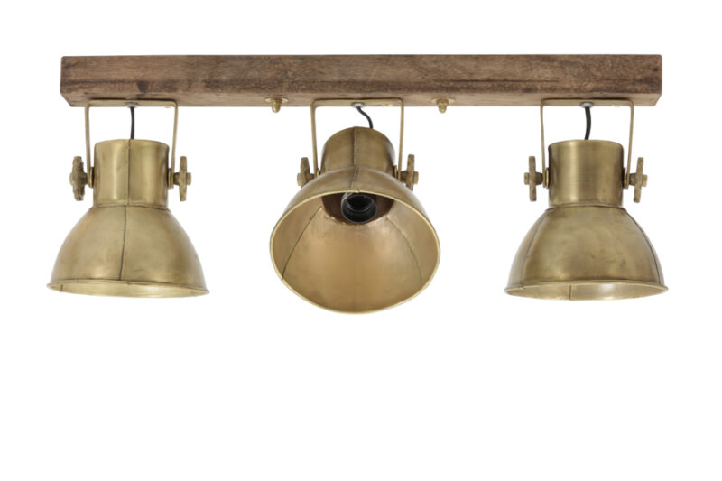 Focos rústicos dorados con madera Light & Living Elay - Imagen 2