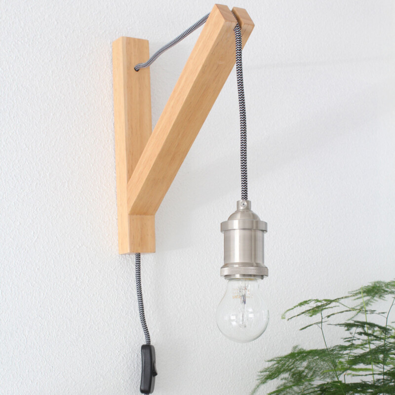 Lámpara de pared escandinava de madera marrón Mexlite Dion - Imagen 3