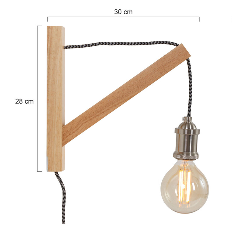Lámpara de pared escandinava de madera marrón Mexlite Dion - Imagen 7