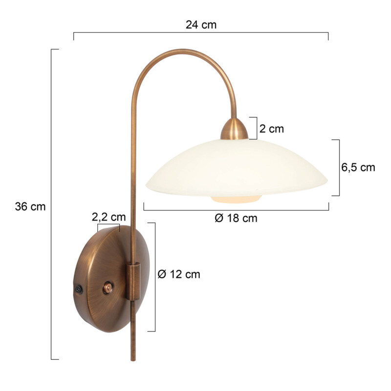 Aplique de pared clásica de metal y vidrio bronce Steinhauer Sovereign classic - Imagen 6