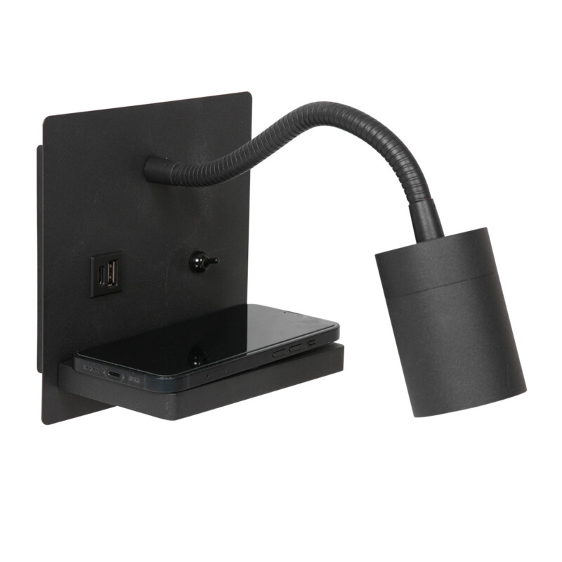 Lámpara de pared cuadrada moderna y flexible negra Mexlite Upround - Imagen 2