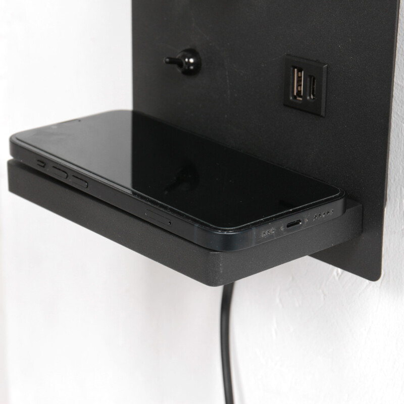 Lámpara de pared cuadrada moderna y flexible negra Mexlite Upround - Imagen 5