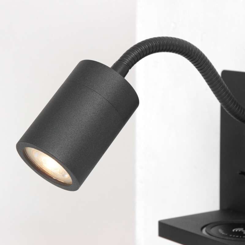 Lámpara de pared cuadrada moderna y flexible negra Mexlite Upround - Imagen 6
