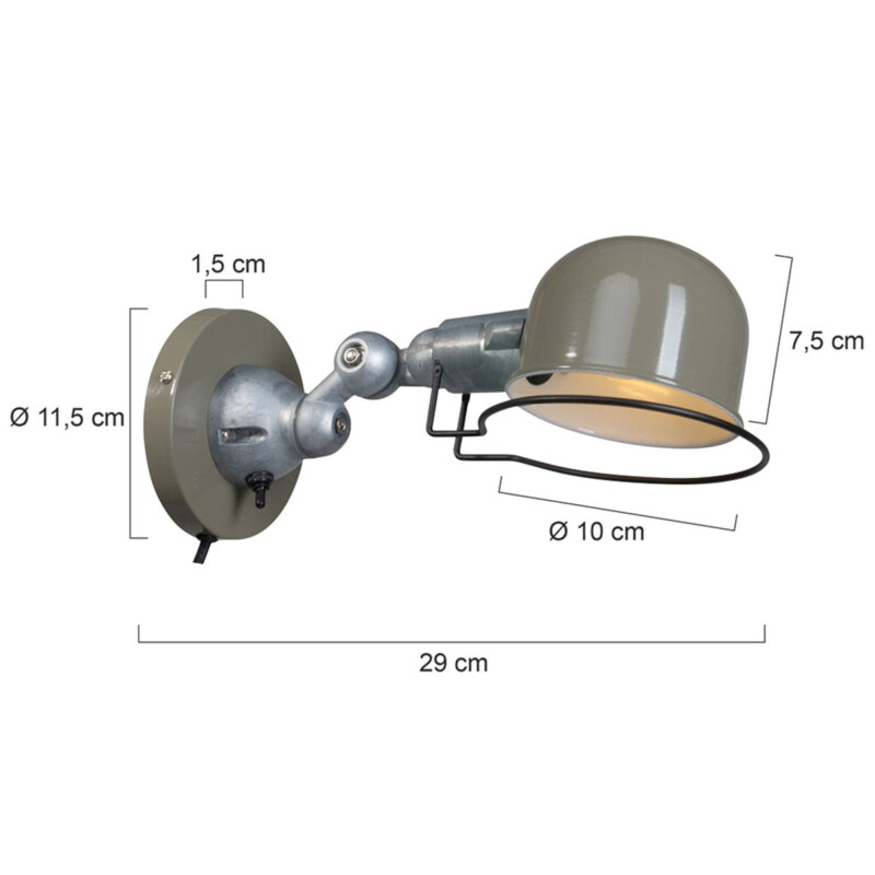 Lámpara de pared industrial redonda verde ajustable Mexlite Davin - Imagen 8