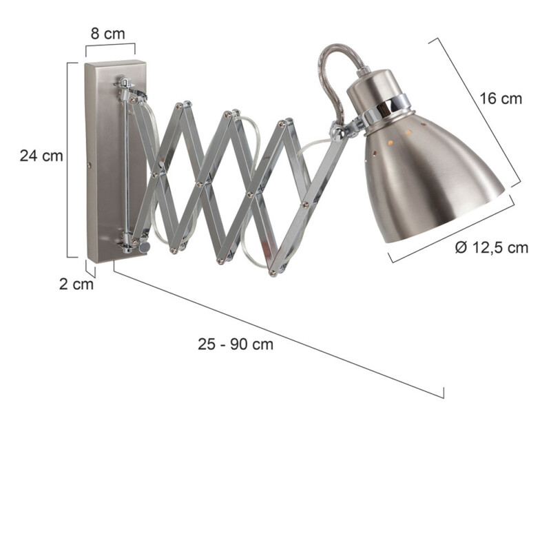 Lámpara de pared extensible de acero con regulador Steinhauer Spring - Imagen 7