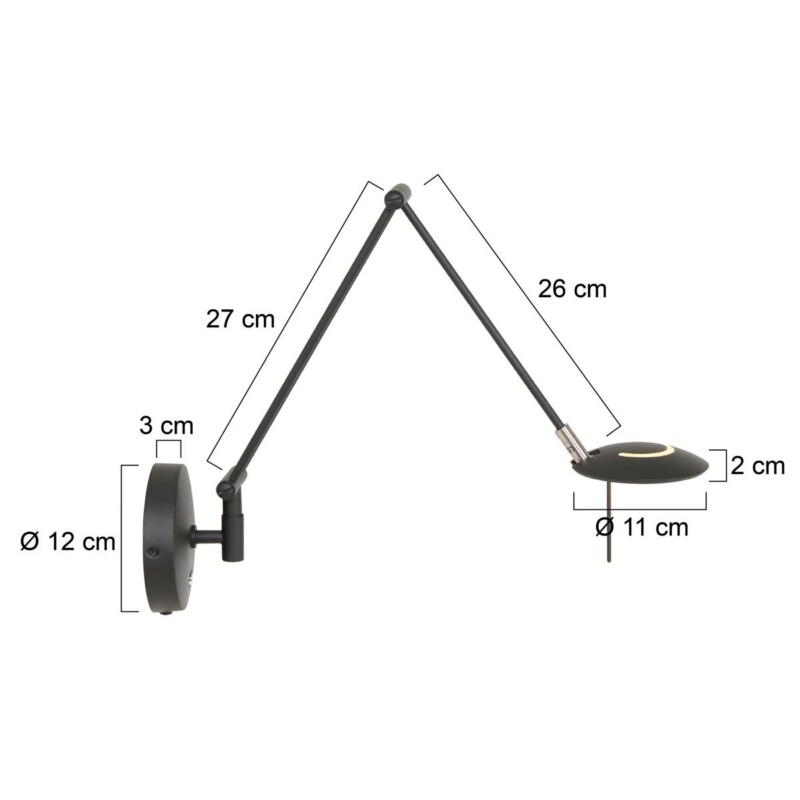 Aplique de pared moderna de metal y plástico negro Steinhauer Zodiac LED - Imagen 6