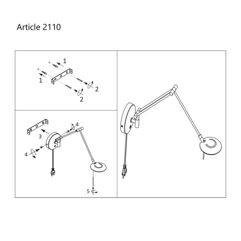 Aplique de pared moderna de metal y plástico negro Steinhauer Zodiac LED - Imagen 8