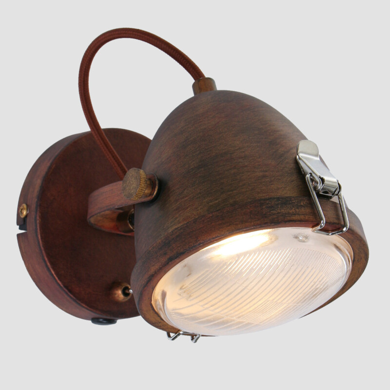 Foco de metal y vidrio marrón industrial Mexlite Paco - Imagen 11