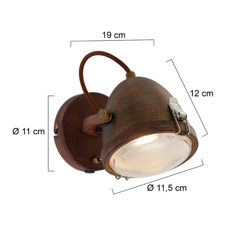 Foco de metal y vidrio marrón industrial Mexlite Paco - Imagen 7