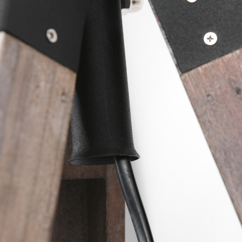 Lámpara de pie trípode de madera natural / metal negro Mexlite Triek - Imagen 11