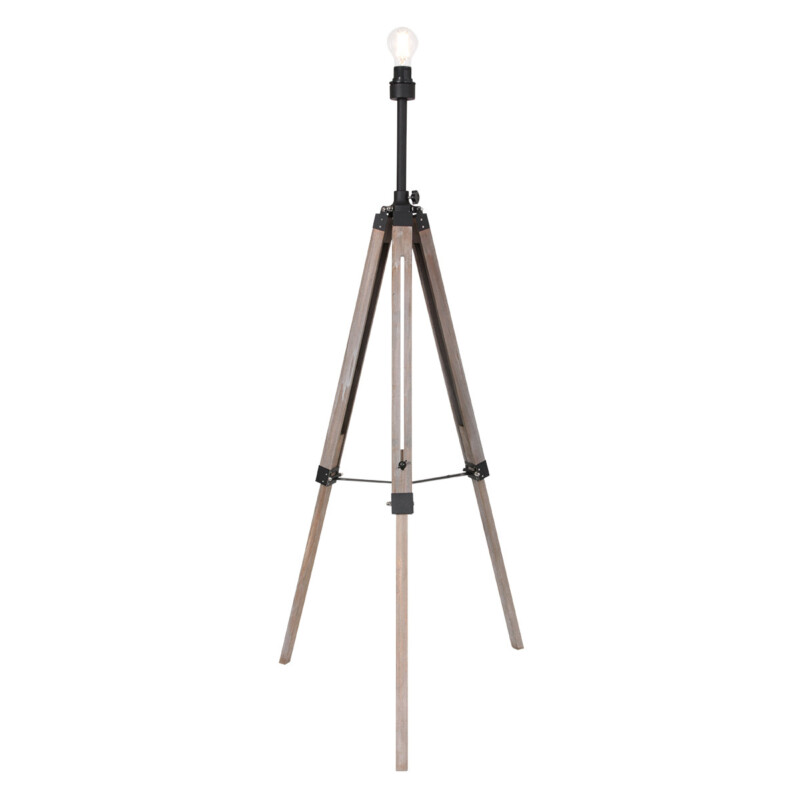 Lámpara de pie trípode de madera natural / metal negro Mexlite Triek - Imagen 2
