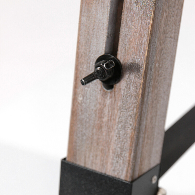 Lámpara de pie trípode de madera natural / metal negro Mexlite Triek - Imagen 9