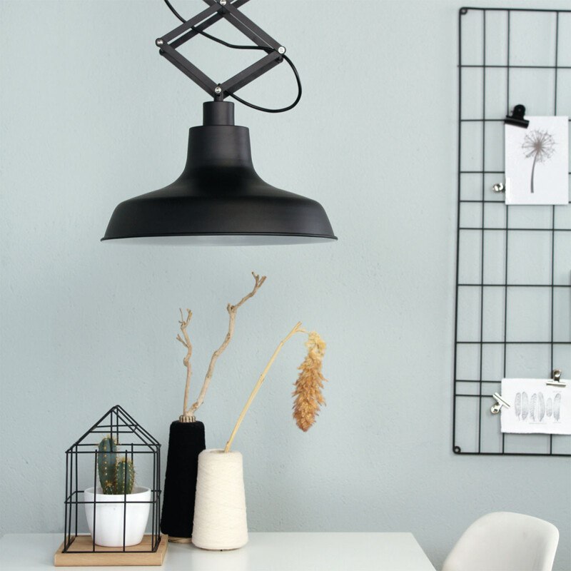 Lámpara colgante industrial de metal negro ajustable Mexlite Flex - Imagen 3