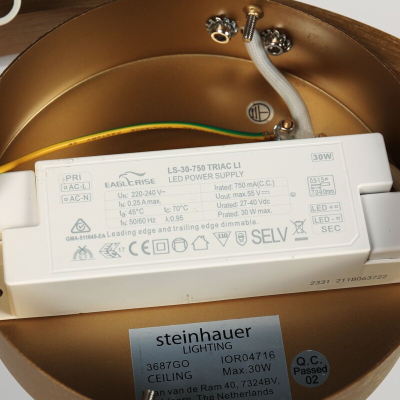 Elegante Lámpara de Techo Mate Negra con Detalle Dorado Steinhauer Mykty dorado - Imagen 13