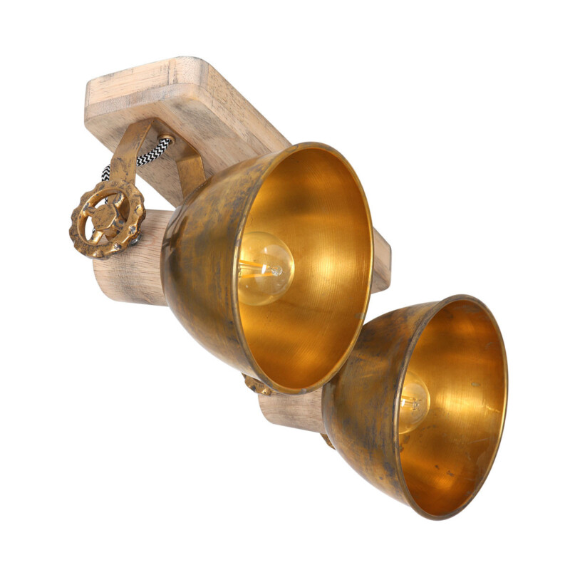 Foco de dos luces bronce Mexlite Gearwood - Imagen 2