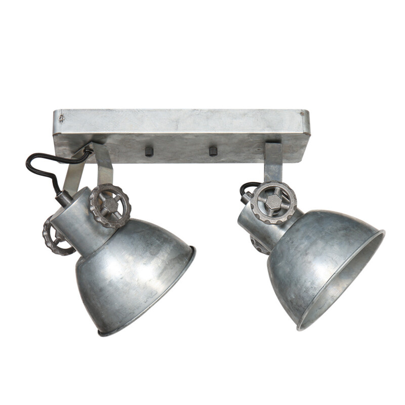 Foco de techo industrial plateado doble Mexlite Gearmetal níquel - Imagen 10