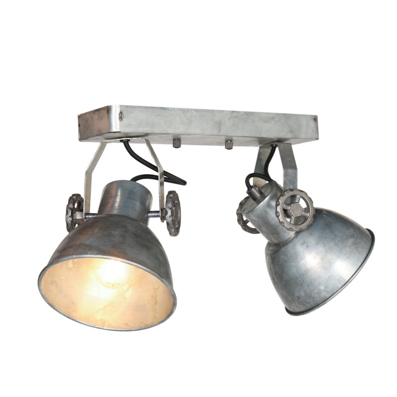 Foco de techo industrial plateado doble Mexlite Gearmetal níquel - Imagen 2