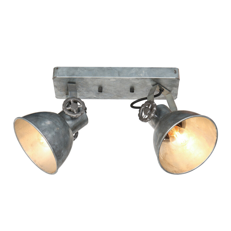 Foco de techo industrial plateado doble Mexlite Gearmetal níquel - Imagen 7