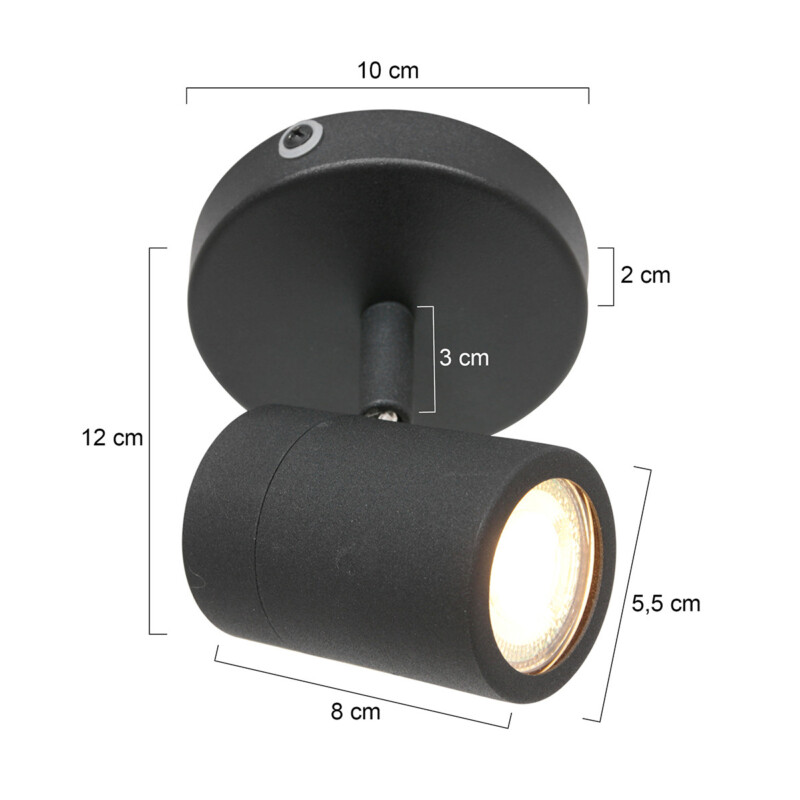 Foco moderno de metal negro Mexlite Upround LED - Imagen 6