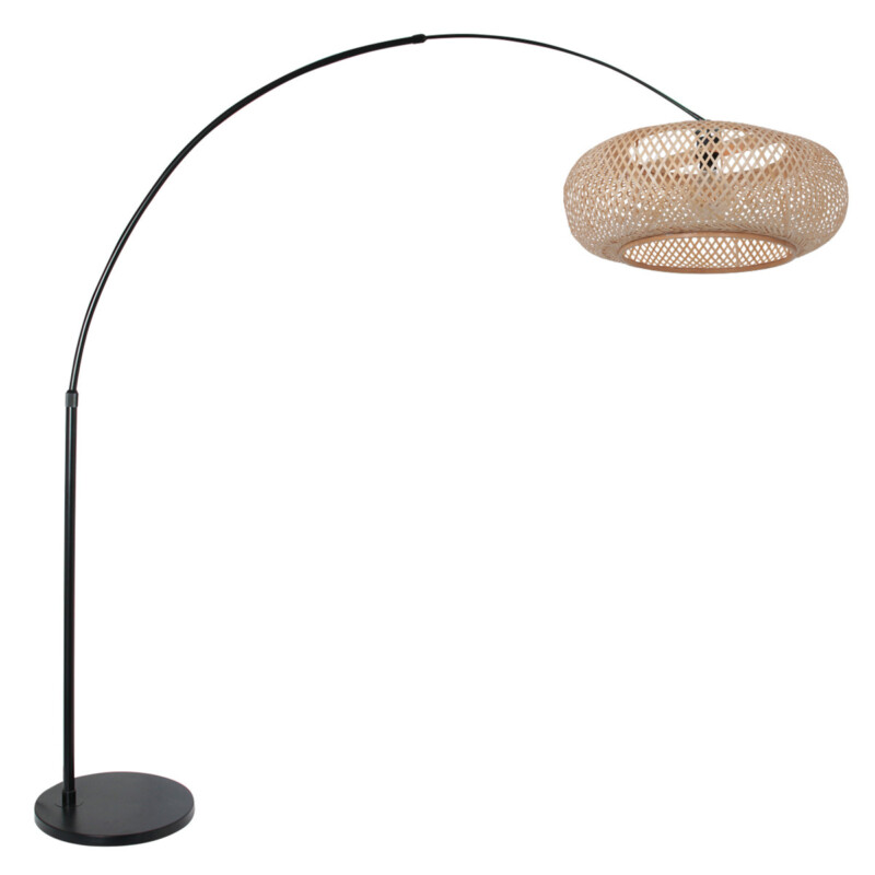 Lámpara arqueada/ pantalla bambú Steinhauer Sparkled light haya y negro - Imagen 2