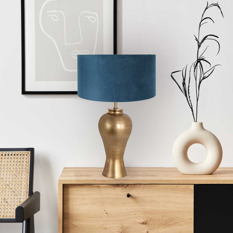 Lámpara bronce con terciopelo azul Steinhauer Brass - Imagen 3