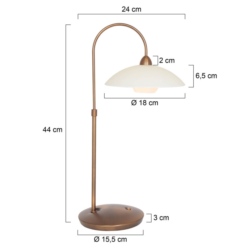Lámpara de mesa clásica de vidrio y metal bronce Steinhauer Sovereign classic - Imagen 6