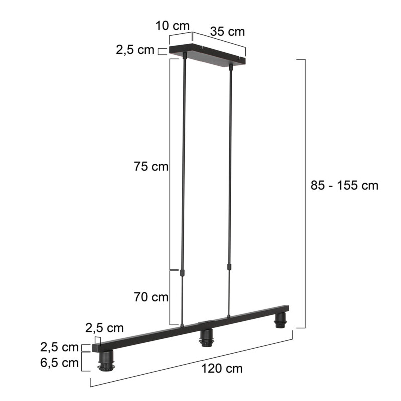 Lámpara colgante de metal negro moderna Steinhauer Stang - Imagen 6