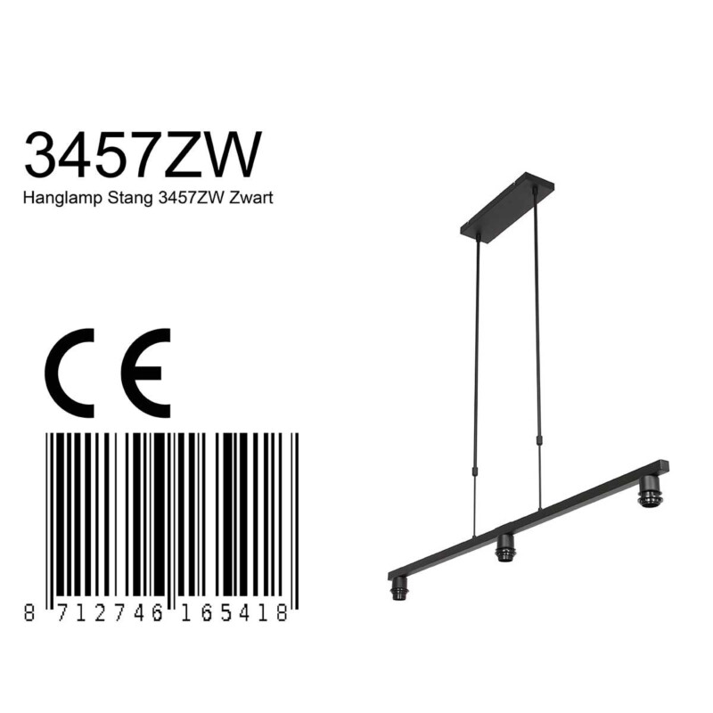 Lámpara colgante de metal negro moderna Steinhauer Stang - Imagen 7