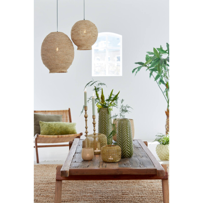 Lámpara colgante beige natural de malla fina Light and Living Coryp - Imagen 3