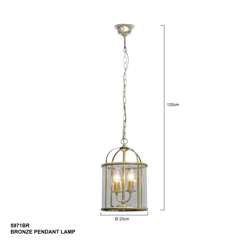 Lámpara colgante de 2 luces de bronce con forma de linterna de vidrio Steinhauer Pimpernel - Imagen 7