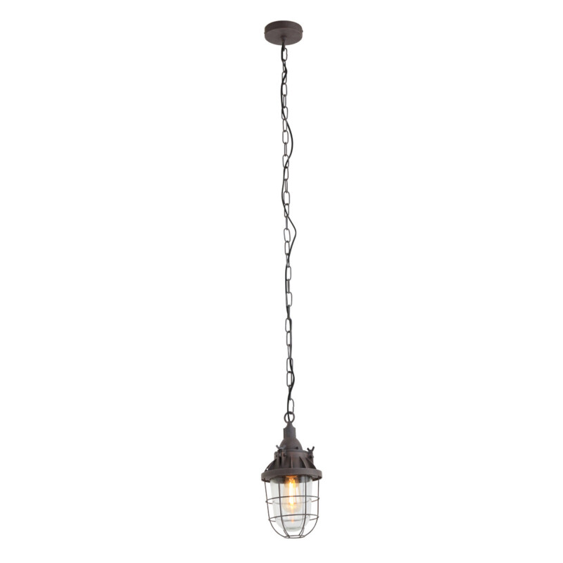Lámpara colgante industrial de aluminio marrón y vidrio Mexlite Ebbe - Imagen 2