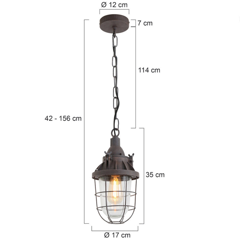 Lámpara colgante industrial de aluminio marrón y vidrio Mexlite Ebbe - Imagen 7