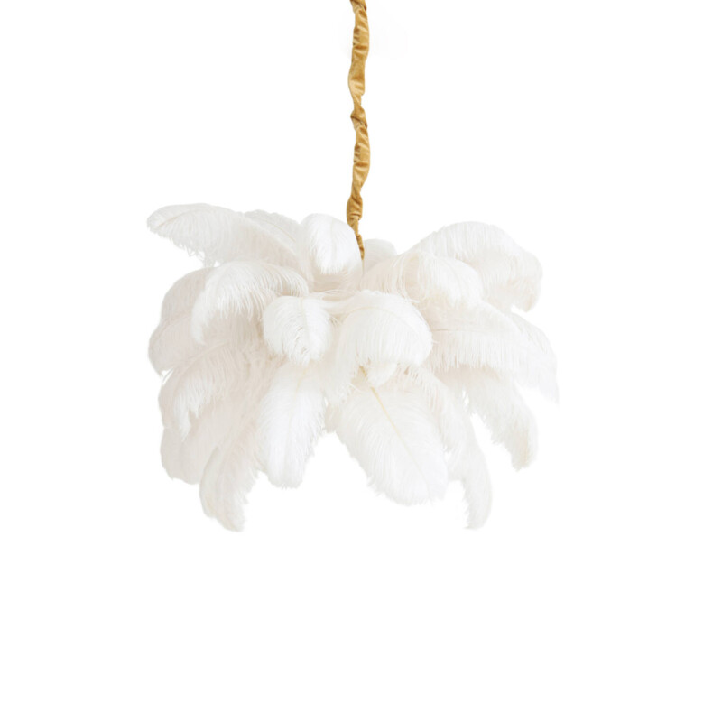 Lámpara colgante clásica blanca con plumas y detalles dorados Light and Living Feather - Imagen 2